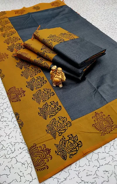 South Cotton Printed Sarees with Blouse piece