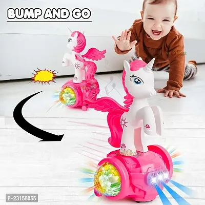 Toyz Musical Dancing Toys For Kids Babies 360 Degree Rotating Bump N Go Action Unicorn LightSound Moving Crawling Toys For 1 Year Old Kid,Pink
