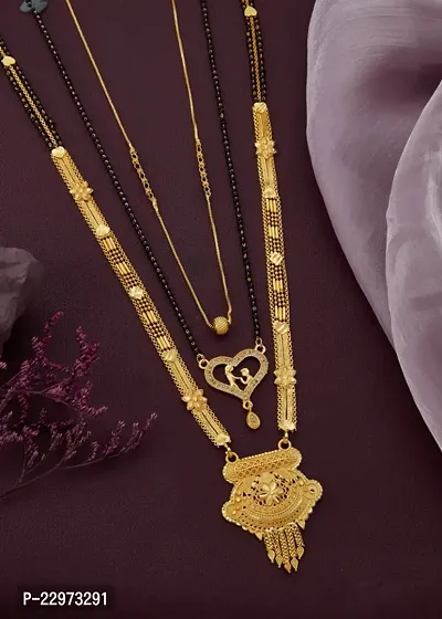 Designs Brass Gold Plated Mangalsutra For Women Set Of 3