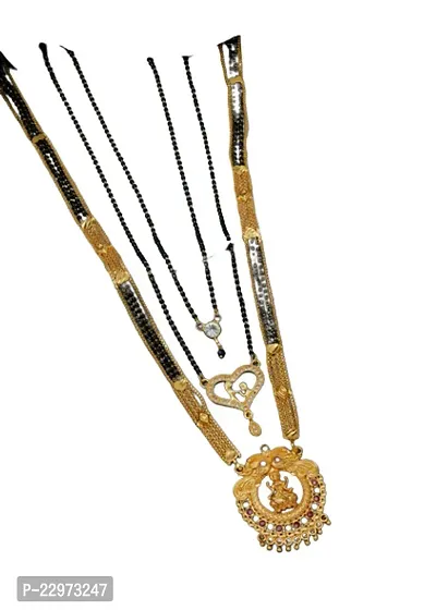 Designs Brass Gold Plated Mangalsutra For Women Set Of 3-thumb0