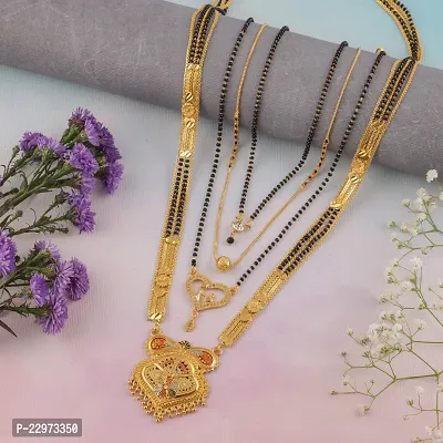 Designs Brass Gold Plated Mangalsutra For Women Set Of 4