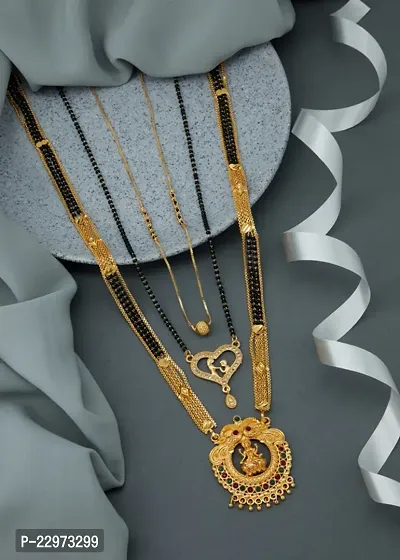 Designs Brass Gold Plated Mangalsutra For Women Set Of 3