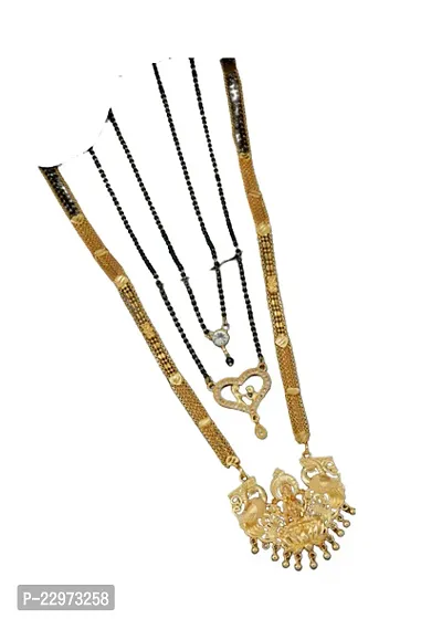 Designs Brass Gold Plated Mangalsutra For Women Set Of 3-thumb0
