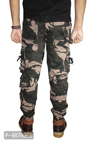 Stylish Brown Cotton Camiflage Printed Cargos Pant For Men-thumb2
