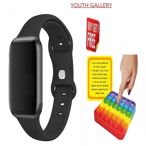 T500 Smartwatch Touch Screen Smart Fitness Band Watch with Heart Rate Activity Tracker Waterproof Body Smart Watch (Black) with free poppit