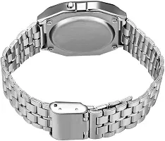 Azon 2 Combo Digital Silver Vintage Square Dial Unisex Water Resist Watch for Men Women Pack Of 2 (WR70)-thumb2