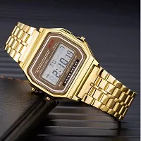 Azon 2 Combo Digital Gold Vintage Square Dial Unisex Water Resist Watch for Men Women Pack Of 2 (WR70)-thumb3