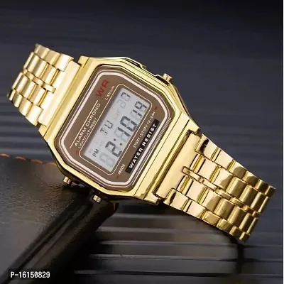 Azon 2 Combo Digital Gold Vintage Square Dial Unisex Water Resist Watch for Men Women Pack Of 2 (WR70)-thumb4