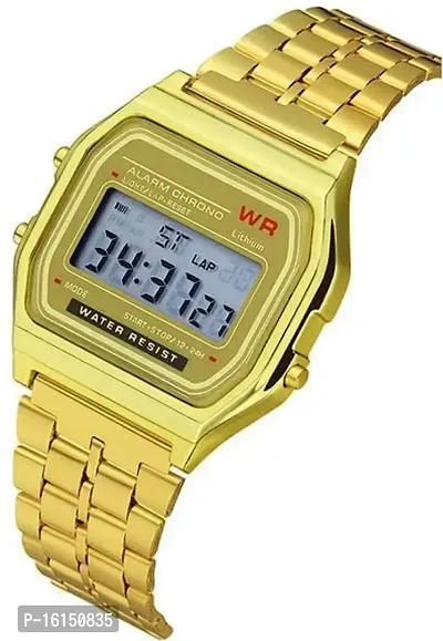 Azon 2 Combo Digital Gold RoseGold Vintage Square Dial Unisex Water Resist Watch for Men Women Pack Of 2 (WR70)-thumb4