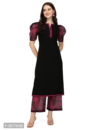 Elegant Silk Crepe Self Design Kurta with Bottom And Dupatta Set For Women-thumb4