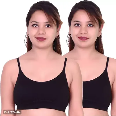 Stylish Cotton Blend Solid Bras For Women, Pack Of 2