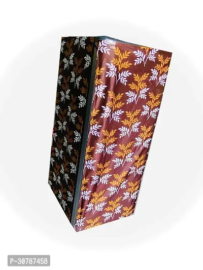 Classic Brown Polyester Printed Refrigerator Full Body Cover