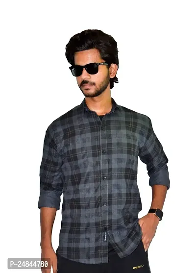 Cotton Blend Checked Casual Shirts for Men full sleeve