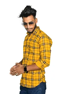 Classic Cotton Blend Checked Casual Shirts for Men (YELLOW)-thumb1