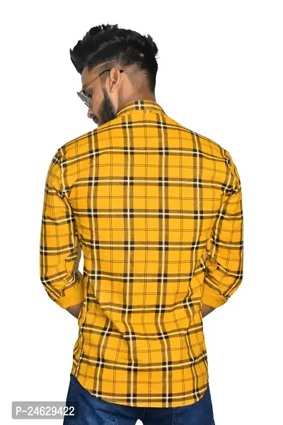 Classic Cotton Blend Checked Casual Shirts for Men (YELLOW)-thumb3
