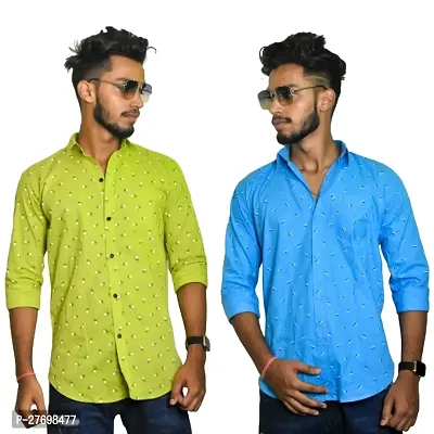 Party Printed Shirt for Men Full Sleeve Combo (Pack of 2)-thumb0