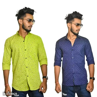 Party Printed Shirt for Men Full Sleeve Combo (Pack of 2)