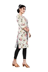 Sa nd Chi Women's Beautiful Casual Wear Crepe Printed 3/4 Sleeve Knee Length Round Neck Kurti (Large, Beige)-thumb3