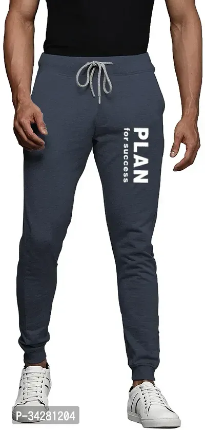 Comfortable Grey Cotton Blend Regular Track Pants For Men-thumb0