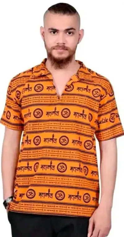 MANRANGI Mahadev Printed Shirt for Men & Women || Printed Shirt for Men || Pure Cotton Devotional Tshirts for Men and Women- Mahakal (Pack of 1)