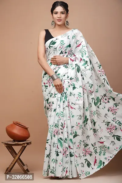 Stylish Cotton Printed Saree With Blouse Piece For Women-thumb0