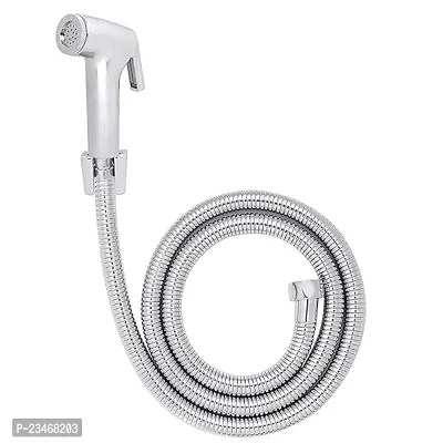 Classic Grade Stainless Steel Continental Health Faucet With 1 Meter Flexible Hose Pipe With Brass Inserts, Abs Plastic Chrome Head And Wall Hook (Sv-3050Hfs Chrome)