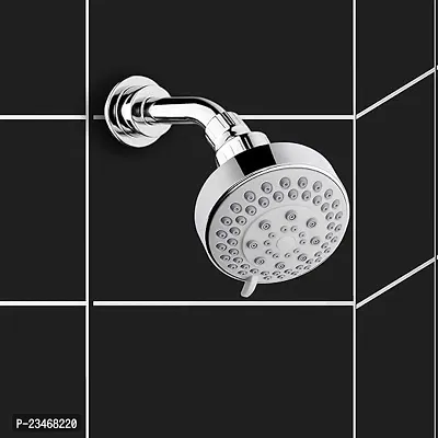 Classic 4-Inch Fabia 5-Function Shower Head | Abs Chrome Plated | Multi Function 5-Spray Modes Overhead Shower | Without Arm (Chrome Grey)