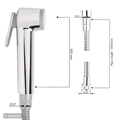 Classic Dorvin Ss-304 Grade, Abs 12 Meter Flexible Hose Pipe Health Faucet With Inserts - Metallic Sprayer Head And Wall Holder (Polished, Silver)