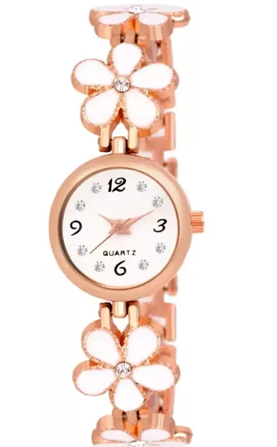 Lemonade Stone Studded Flower Wrist Watch for Girls Women