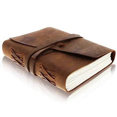 Pranjals House Antique Handcraft Leather Journal Notebook Diary for Men  Women, Daily Writing, Travel Diary - 7*5 Inches, Light Brown