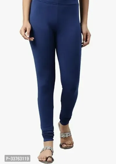 Stylish Navy Blue Polyester Solid Churidaar Leggings For Women-thumb0