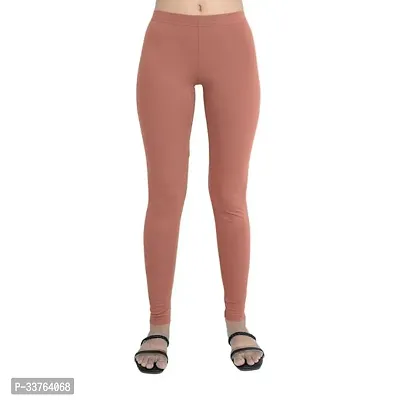 Stylish Peach Polyester Solid Churidaar Leggings For Women-thumb0