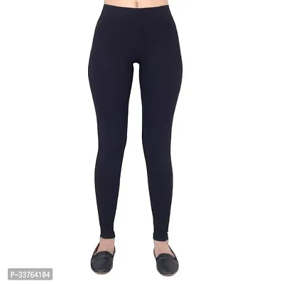 Stylish Navy Blue Polyester Solid Churidaar Leggings For Women-thumb0