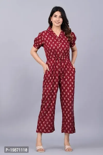 Stylish Maroon Rayon Jumpsuit For Women-thumb0