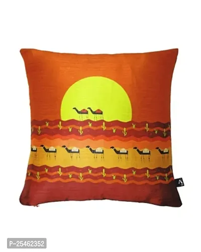 Stylish Orange Silk Blend Printed Cushion Covers