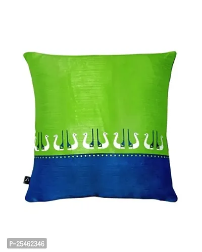 Stylish Green Silk Blend Printed Cushion Covers-thumb0