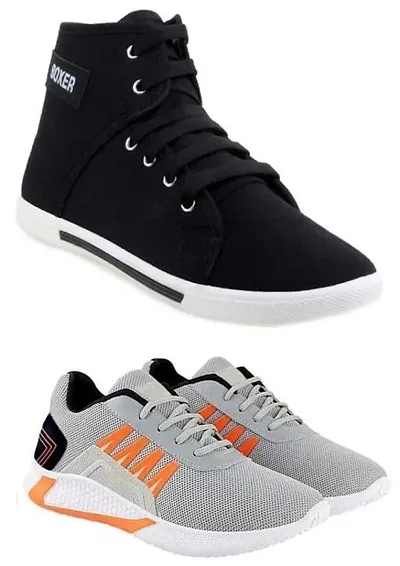 Mens Trendy Stylish Combo Pack of 2 Sneakers