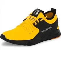 Stylish Mesh Yellow Gym Running Sport Shoes For Men-thumb2