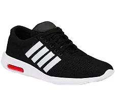 Stylish Mesh Black Lace-Up Running Sports Shoes For Men-thumb1