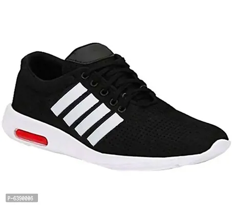 Stylish Mesh Black Lace-Up Running Sports Shoes For Men-thumb2