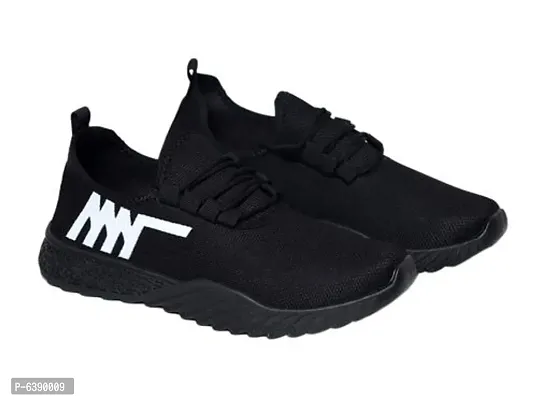 Stylish Mesh Black Relaxed Sports Shoes For Men-thumb0