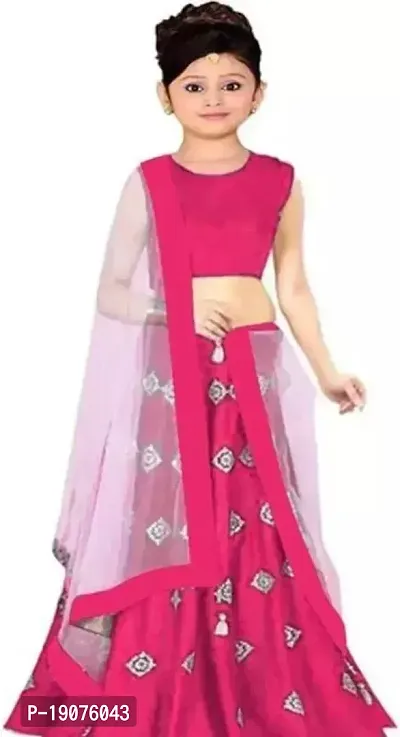 Alluring Pink Net Lehenga Choli For Girls-thumb0