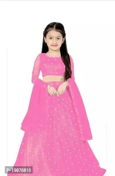 Alluring Pink Net Lehenga Choli For Girls