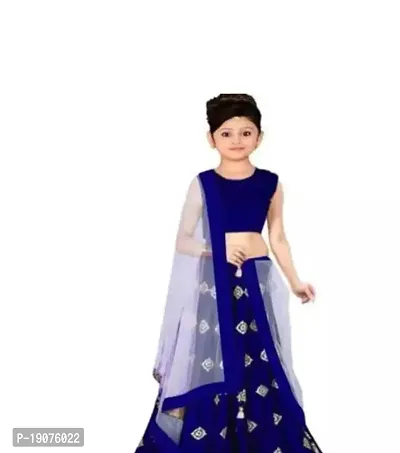 Alluring Blue Net Lehenga Choli For Girls