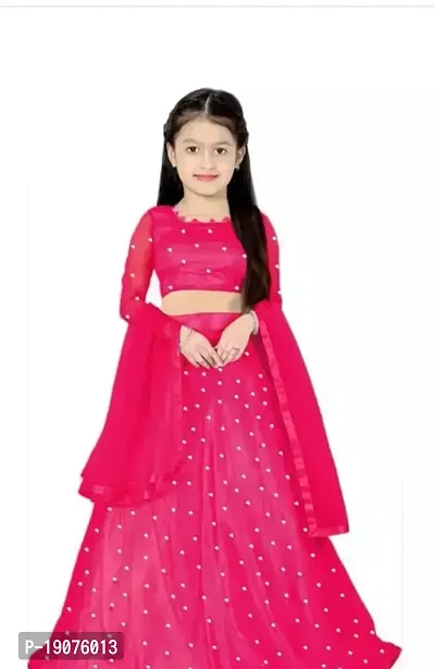 Alluring Pink Net Lehenga Choli For Girls