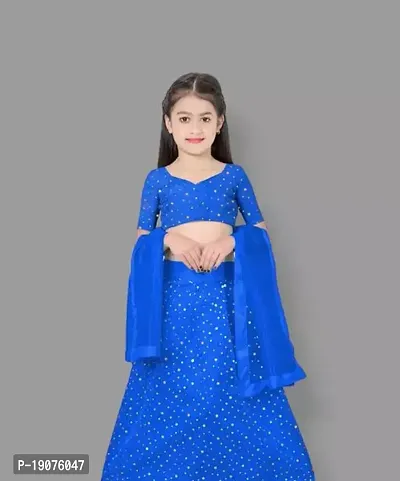 Alluring Blue Net Lehenga Choli For Girls-thumb0