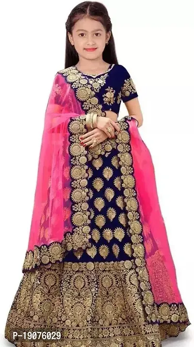 Alluring Blue Net Lehenga Choli For Girls