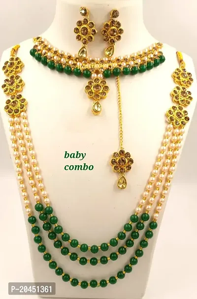 Traditional Necklace, Choker, Earrings  Tikka Jewellery Set for Girls Womens