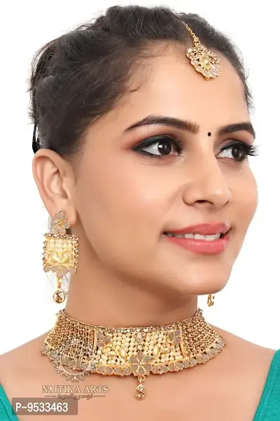 Trendy Alloy Gold Plated Artificial Stone Choker Jewellery Set For Women-thumb0