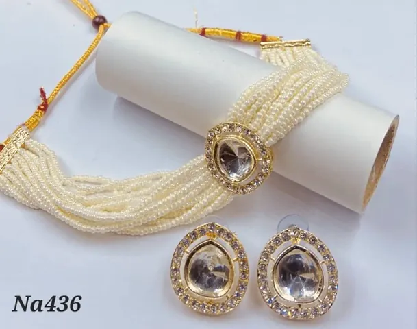 Alloy Kundan Beads Choker Sets